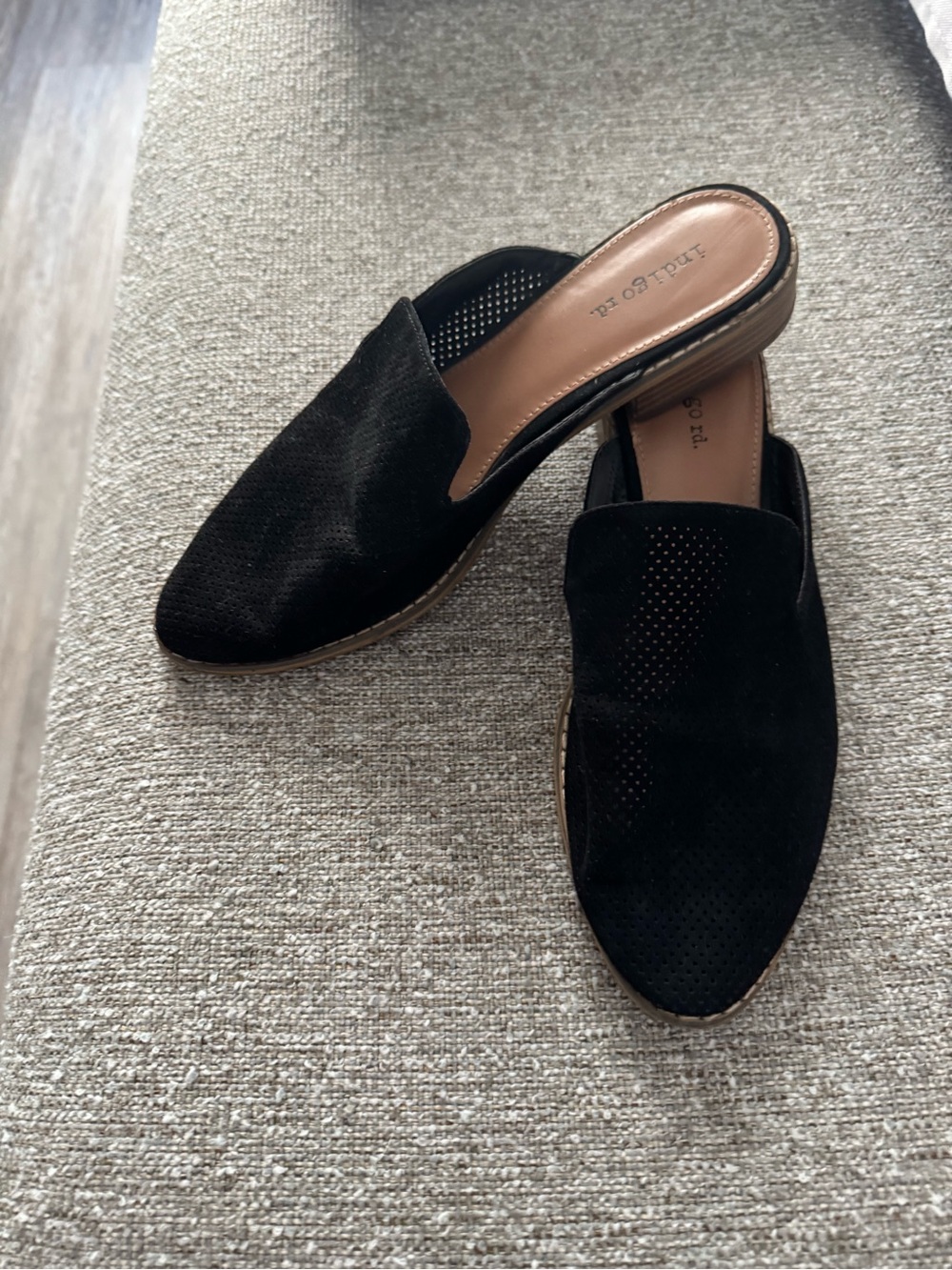 Indigo Black Suede Slip-On Women’s Mules